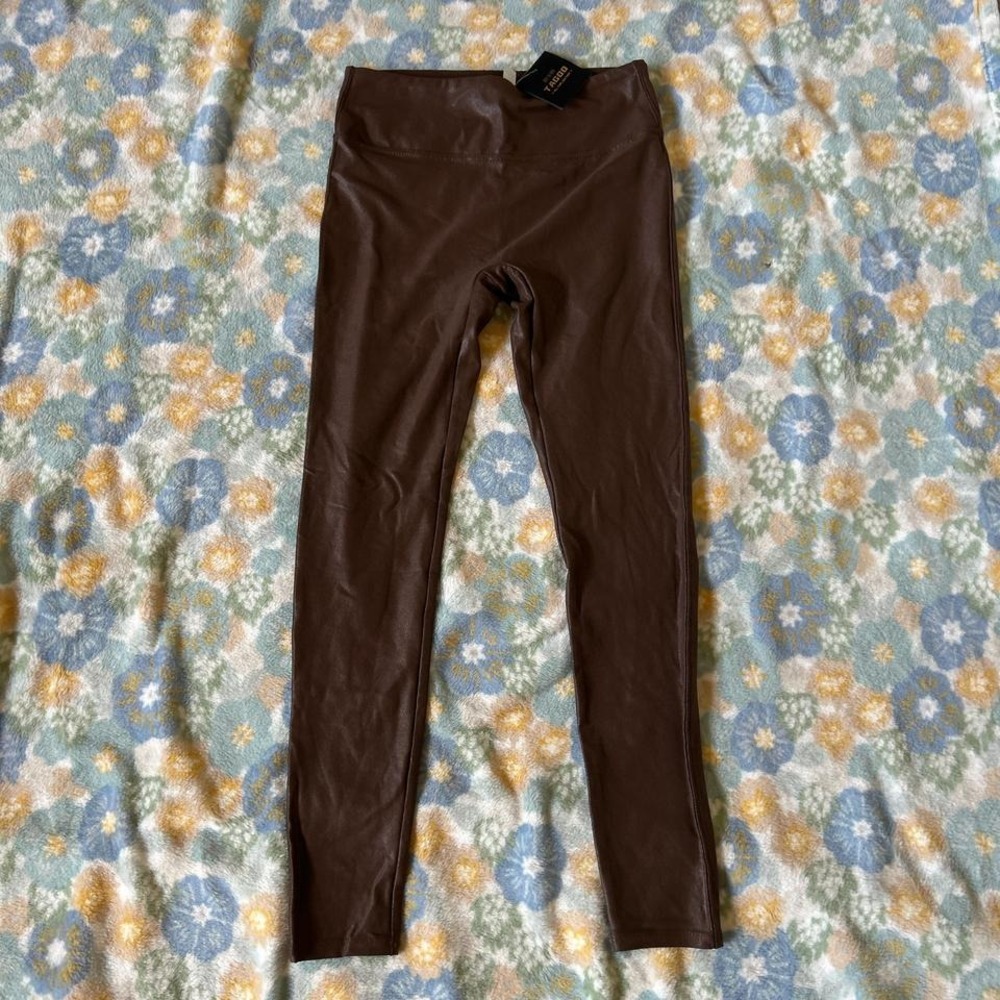 Tagoo light brown faux leather leggings women's medium nwt